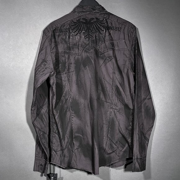 NWOT Affliction Black Premium Distressed Long Sleeve Shirt Razor Blade Size XL - Picture 12 of 14